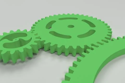 Set of green gears and cogs on white background Stock Illustration