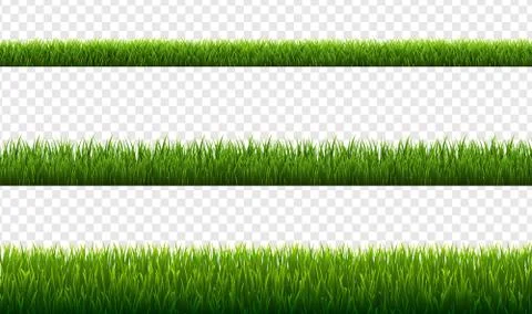 Set Green Grass Borders Transparent Background Stock Illustration