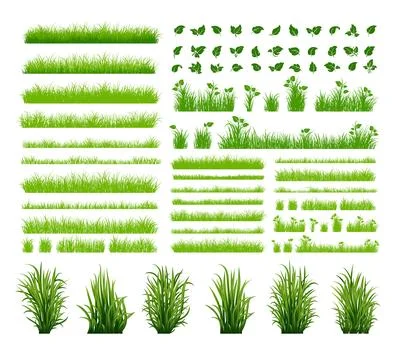Set of Green Grass Isolated 스톡 일러스트