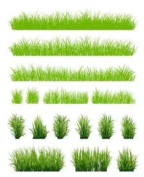 Set of Green Grass Isolated Stock Illustration