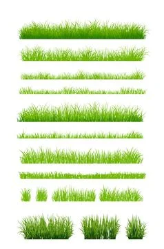Set of Green Grass Isolated Stock Illustration