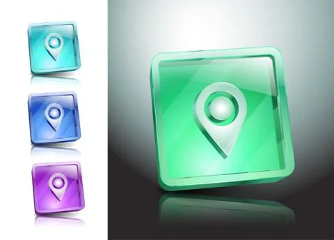 Set green isolated pointers markers different Stock Illustration