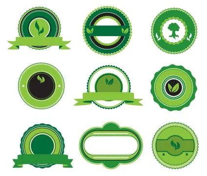 Set of green labels Stock Illustration
