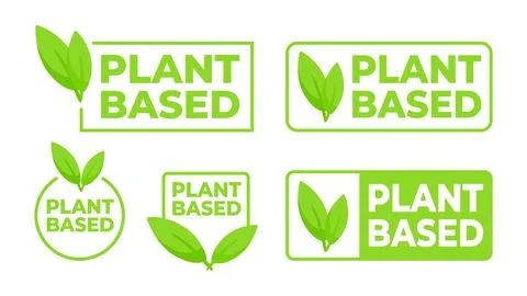 Set of green labels with Plant Based text. Vector illustration Stock-Illustration