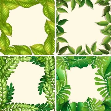 A Set of Green Leaf Border イラスト素材