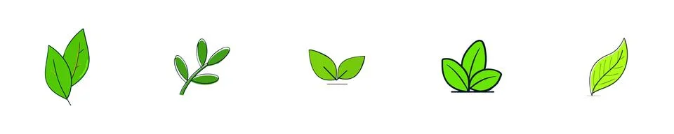 Set of Green Leaf Designs Stock Illustration