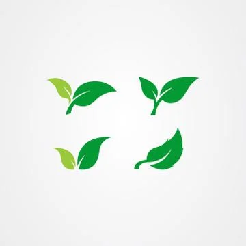 Set of green leaf icon. eco symbol vector illustration Stock Illustration