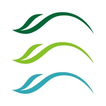 Set Green Leaf Long Stem Logo Template Illustration Design. Vector EPS 10. Illustrazione stock