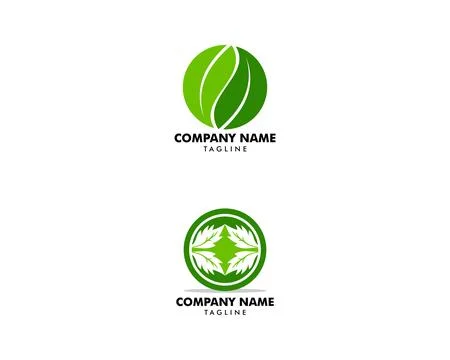 Set of Green leaf nature circle vector logo template design Stock Illustration