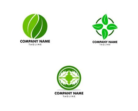 Set of Green leaf nature circle vector logo template design Stock Illustration