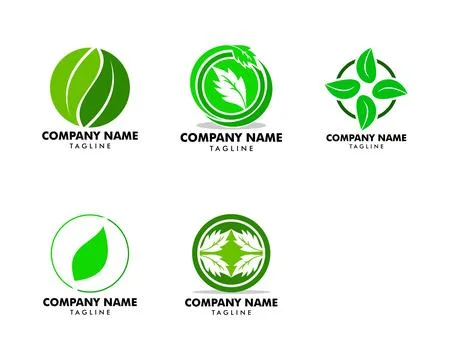 Set of Green leaf nature circle vector logo template design Illustrazione stock