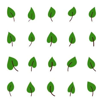 Set of green leaves design elements. This image is a vector illustration Stock Illustration