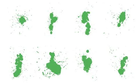 Set of green paint splash brushes isolated on white background Stock Illustration