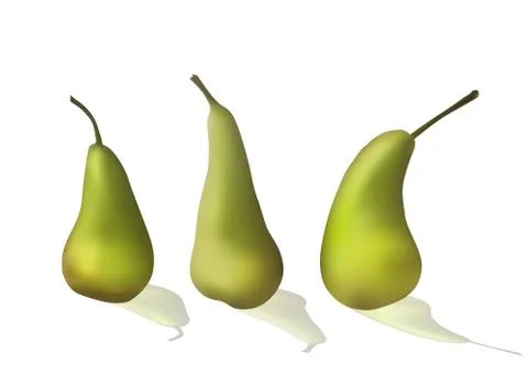 A set of green pears. Illustrazione stock