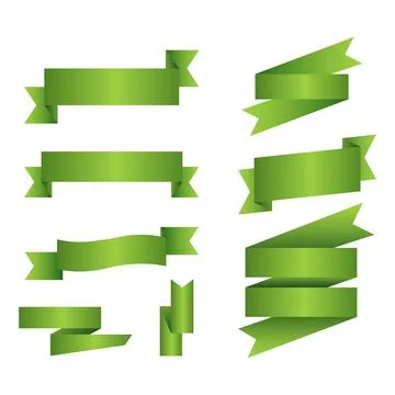 Set of Green Ribbon. Vector Illustration. Stock Illustration