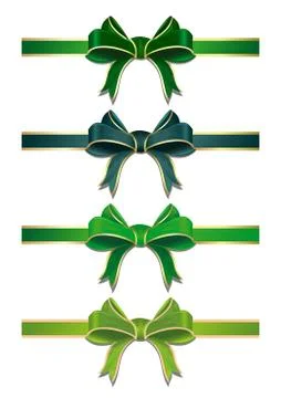 Set of green ribbons with bows. Vector green ribbons Stock Illustration