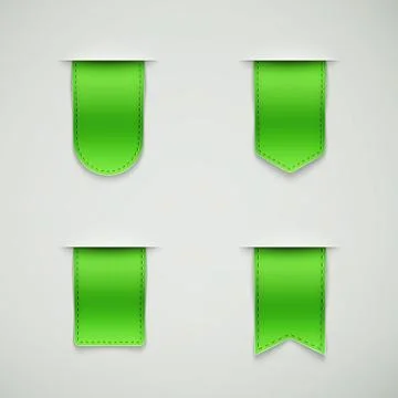 Set of green ribbons different shapes Stock Illustration