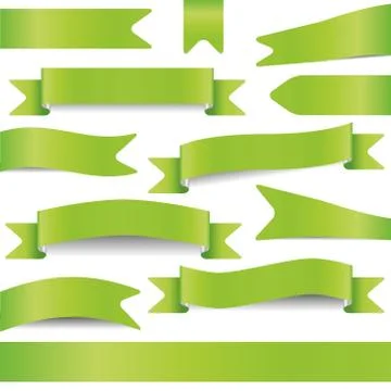 Set of green ribbons Stock Illustration