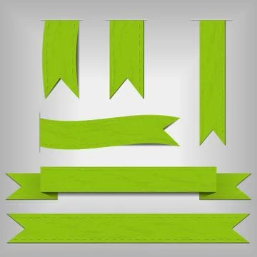 Set of green ribbons Stock Illustration