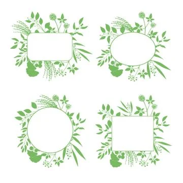Set of green round and square vector frames Stock Illustration
