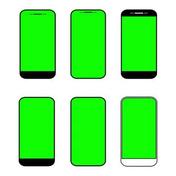 Set of Green screen blank background, empty digital video template mockup vec Stock Illustration