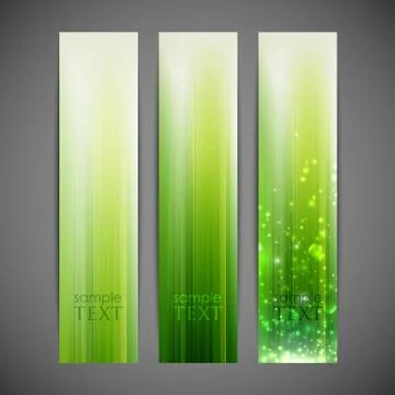 Set of green striped banners Stock Illustration