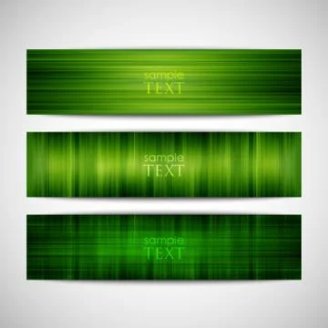 Set of green striped banners Stock Illustration