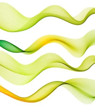 Set of green transparent smoke wave Stock Illustration