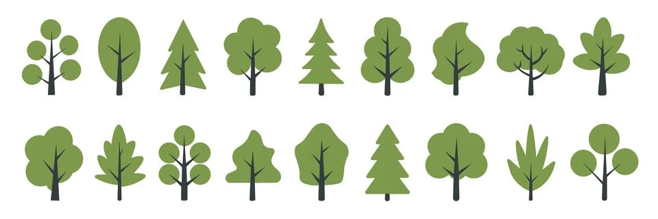 Set of green tree vectors. Stock Illustration