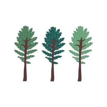 Set of green trees doodle drawing Minimal concept of sustainable living Hand  Stock Illustration