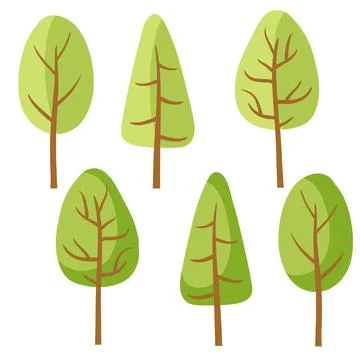 Set of green trees for a forest or Park. Landscape for the background. Stock Illustration
