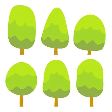 Set of green trees for a forest or Park. Natural environment. Illustrazione stock