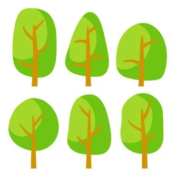 Set of green trees for a forest or Park. Flat cartoon illustration. Illustrazione stock