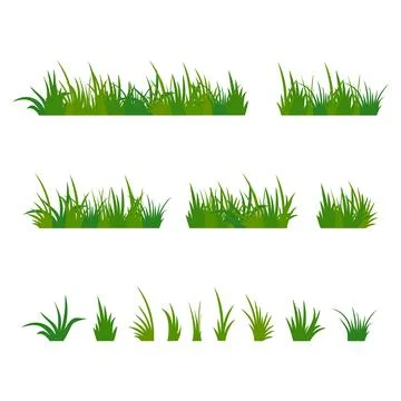 Set of green tufts grass Stock Illustration