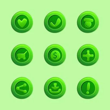 Set of green vector elements for ui game イラスト素材