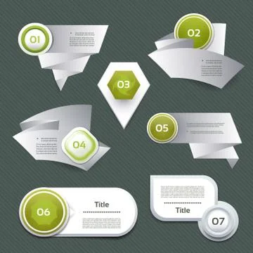 Set of green vector progress, version, step icons. eps 10 Stock Illustration