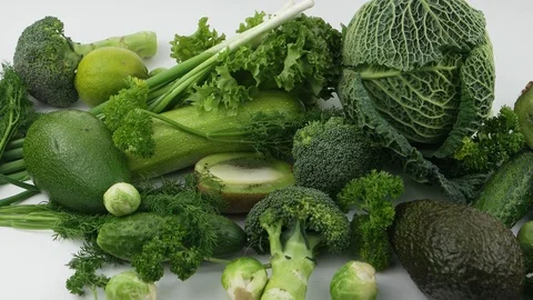 Set of green vegetables Stock Footage 103030352