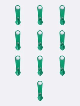 Set of green zipper pulls Stock Photos