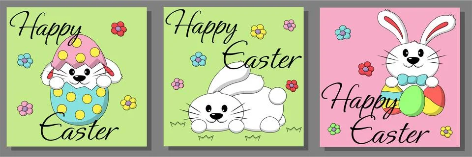 Set greeting card with Easter Bunny Stock Illustration