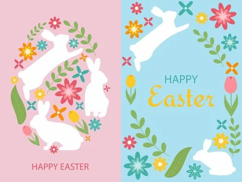 Set of greeting cards with Easter pattern. Stock Illustration