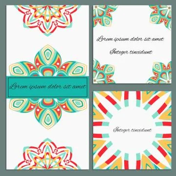 Set of greeting cards with ornamental elements Stock Illustration