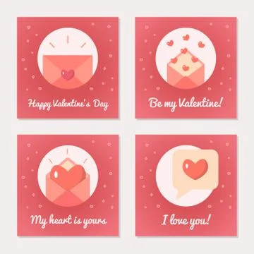 Set of greeting cards for Valentine's Day Stock Illustration