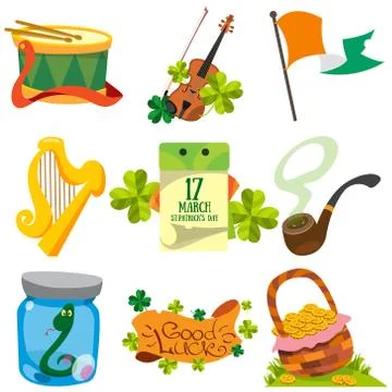 Set with greetings for St. Patrick&amp;#39;s Day. Stock Illustration
