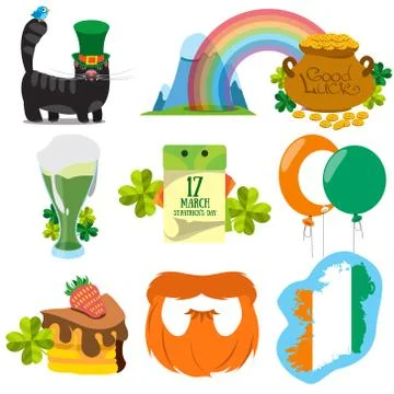 Set with greetings for St. Patrick&amp;#39;s Day. Stock Illustration