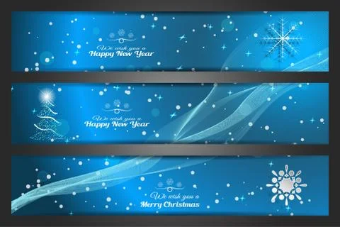 Set of greetings vector bookmarks for Merry Christmas and Happy New Year on t Stock Illustration