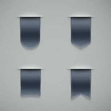 Set of grey ribbons different shapes Illustrazione stock