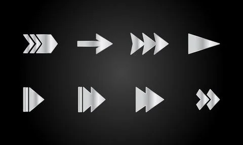 Set of grey right arows Stock Illustration