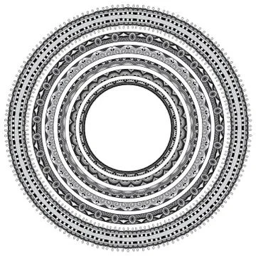 Set of grey round geometrical frames, circle border ornament Stock Illustration