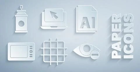 Set Grid graph paper, AI file document, Graphic tablet, Red eye effect, Laptop Stock Illustration