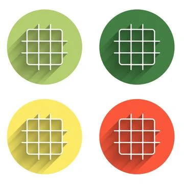 Set Grid graph paper icon isolated with long shadow background. Color circl.. Stock Illustration